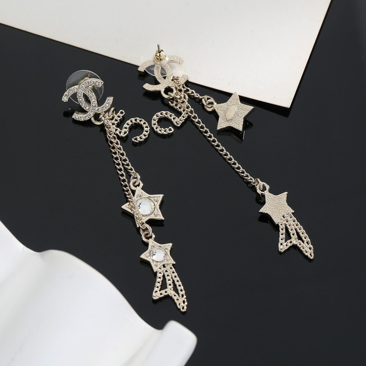 Signature Emblem Stud Earrings in Gold-Tone – Design 064 side detail