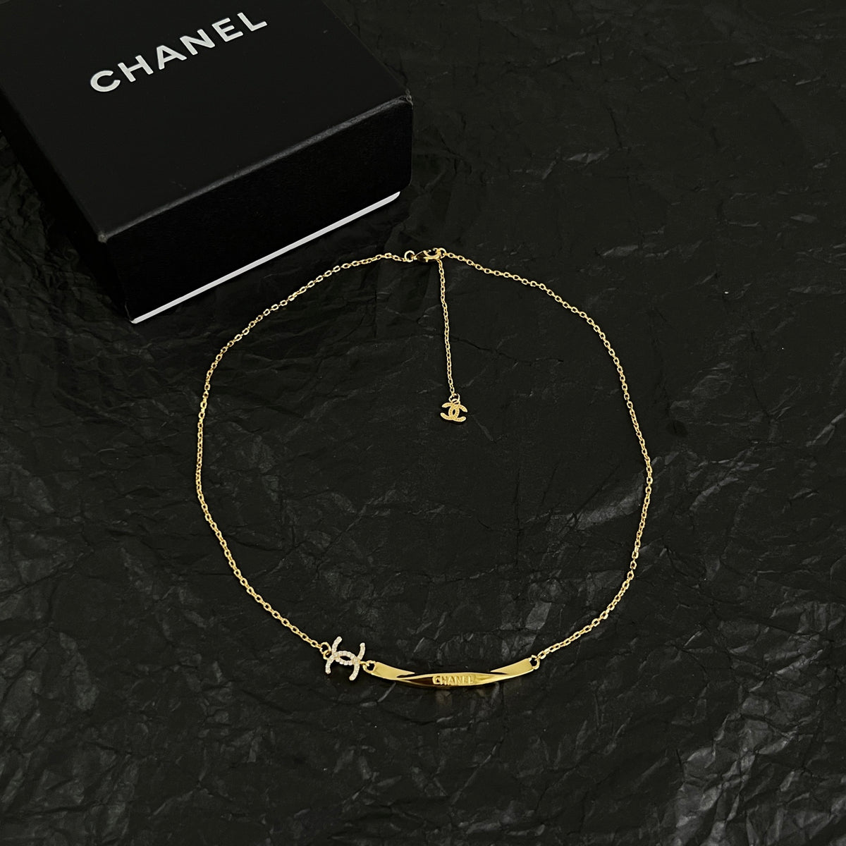 Signature Emblem Pendant Necklace in Polished Metal-Tone – Design 099 detail view