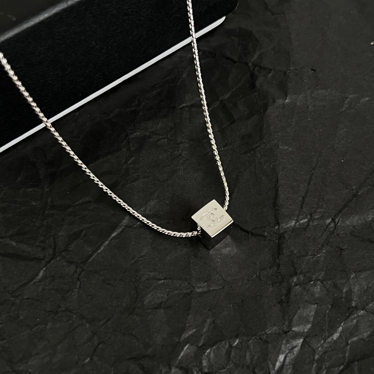 Signature Emblem Pendant Necklace in Polished Metal-Tone – Design 097 close-up detail