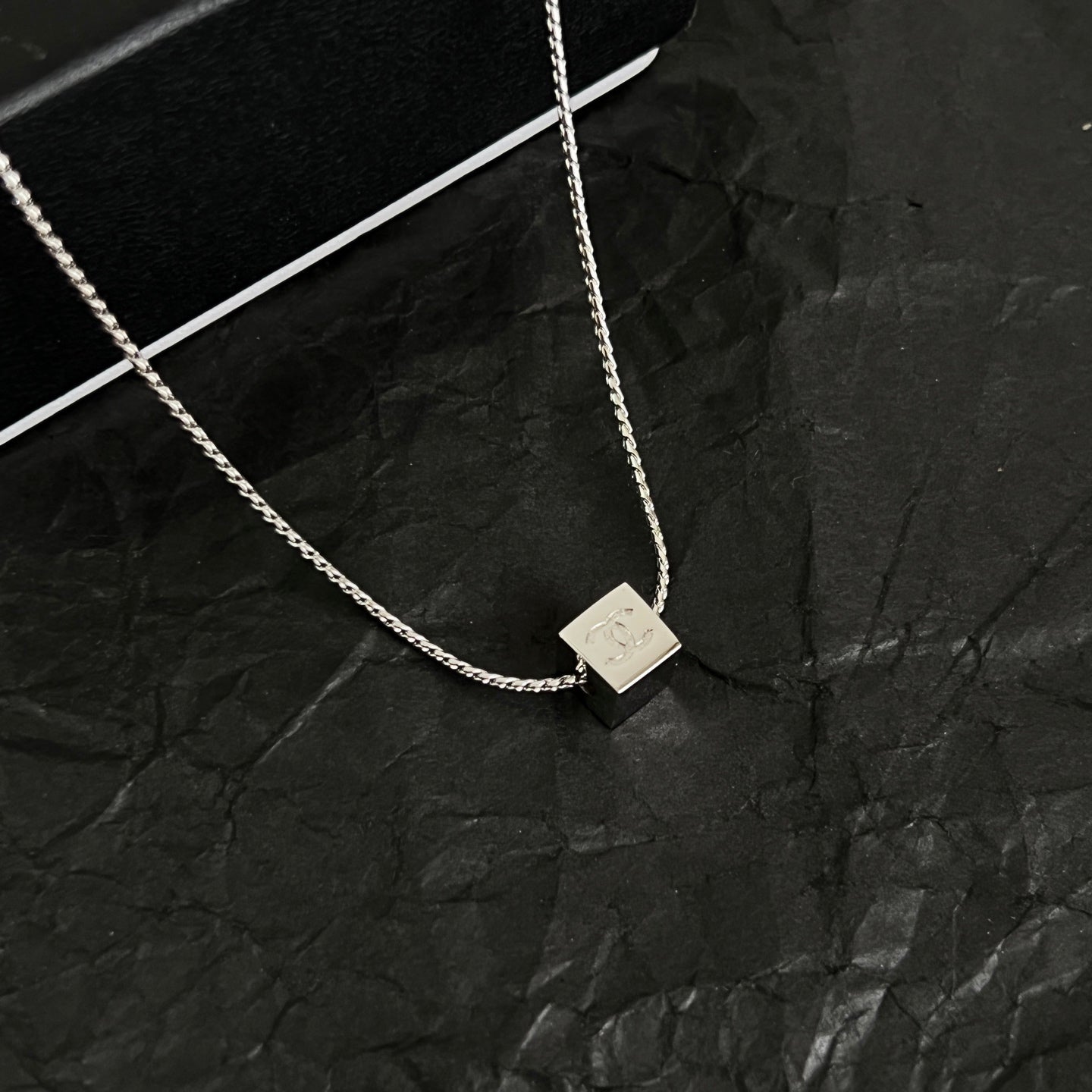 Signature Emblem Pendant Necklace in Polished Metal-Tone – Design 097 close-up detail