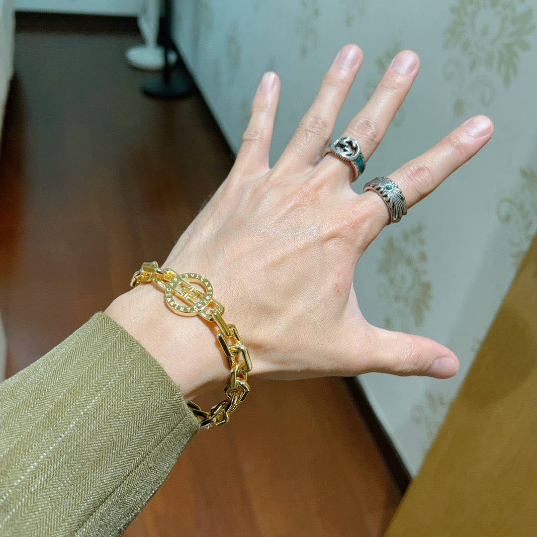 Geometric Emblem Statement Ring in Polished Metal-Tone – Design 104 detail view