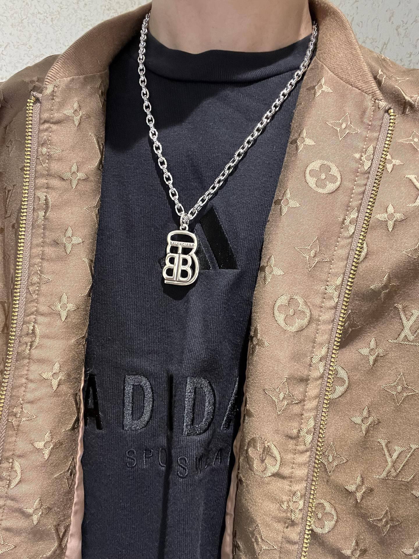 Geometric Emblem Pendant Necklace in Polished Metal-Tone – Vintage Detail – Design 065 styled product view