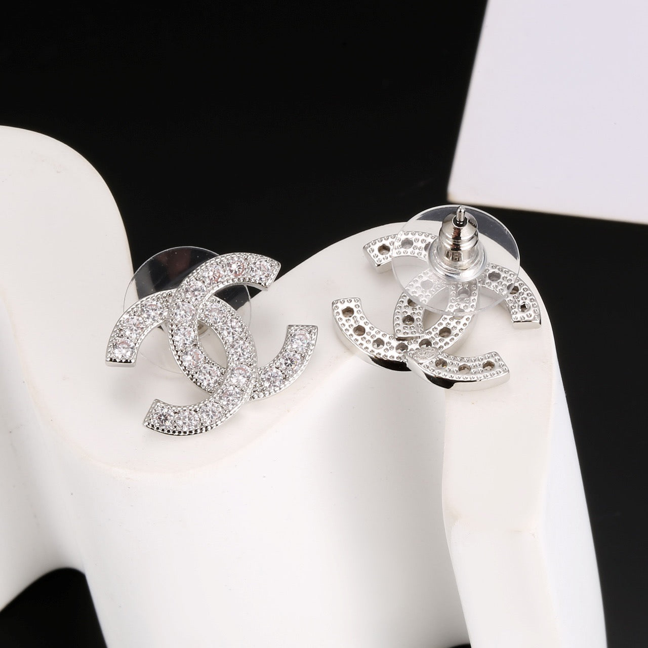 Signature Emblem Stud Earrings in Gold-Tone – Design 045 styled product view