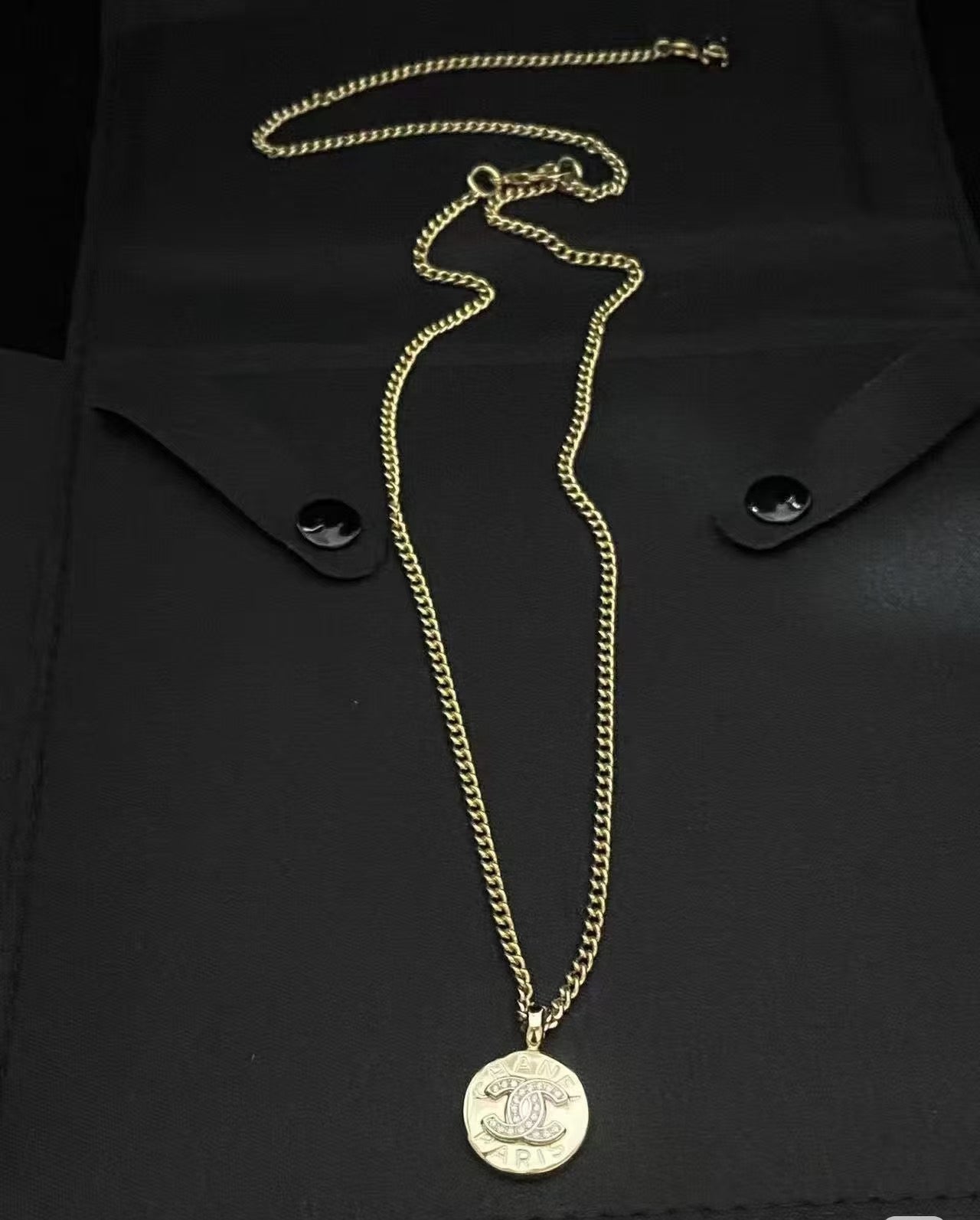 Signature Emblem Pendant Necklace in Gold-Tone – Design 040 styled product view