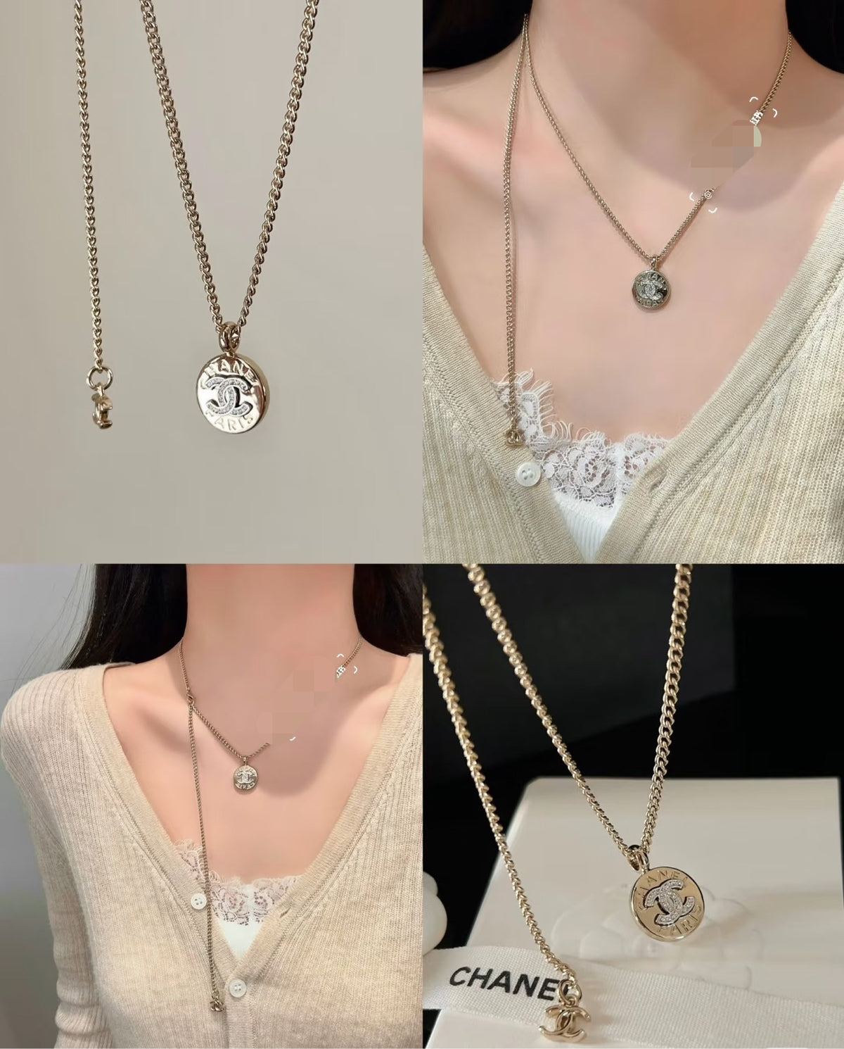 Signature Emblem Pendant Necklace in Gold-Tone – Design 040 front product view