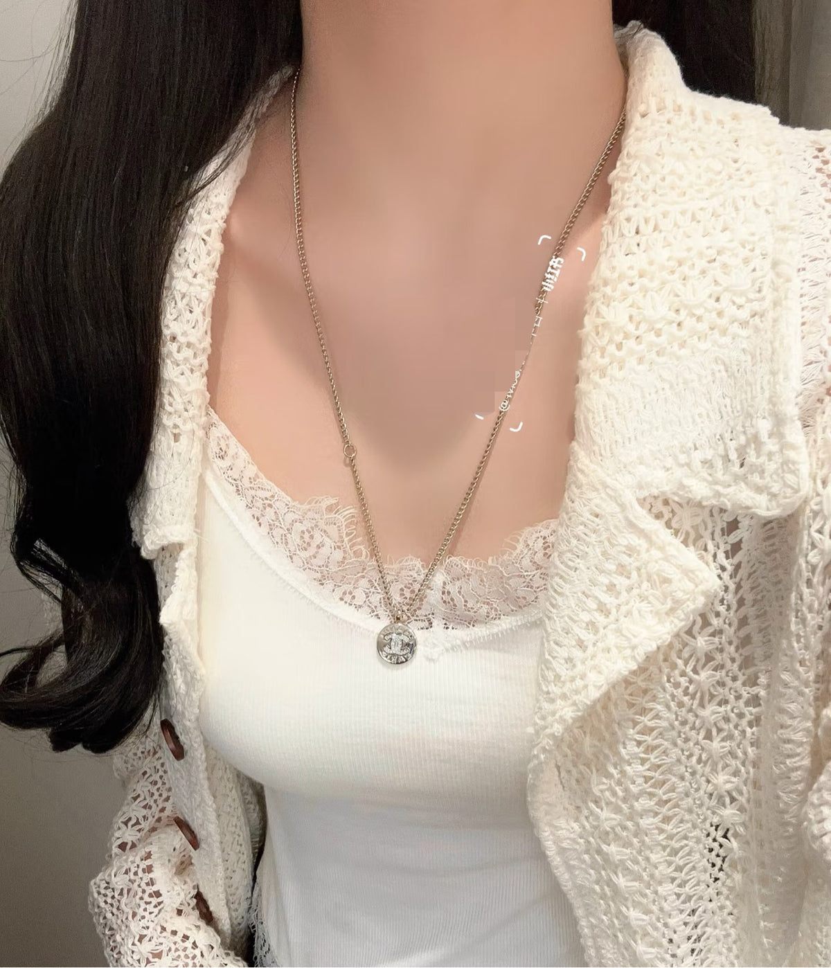 Signature Emblem Pendant Necklace in Gold-Tone – Design 040 detail view