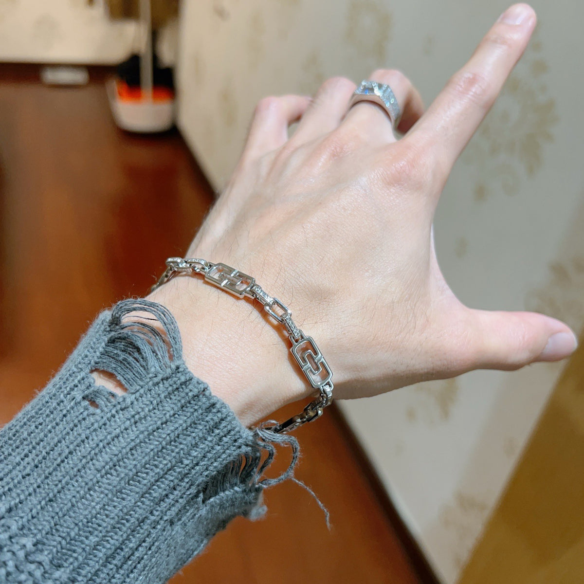 Geometric Emblem Statement Ring in Polished Metal-Tone – Design 103 main product view