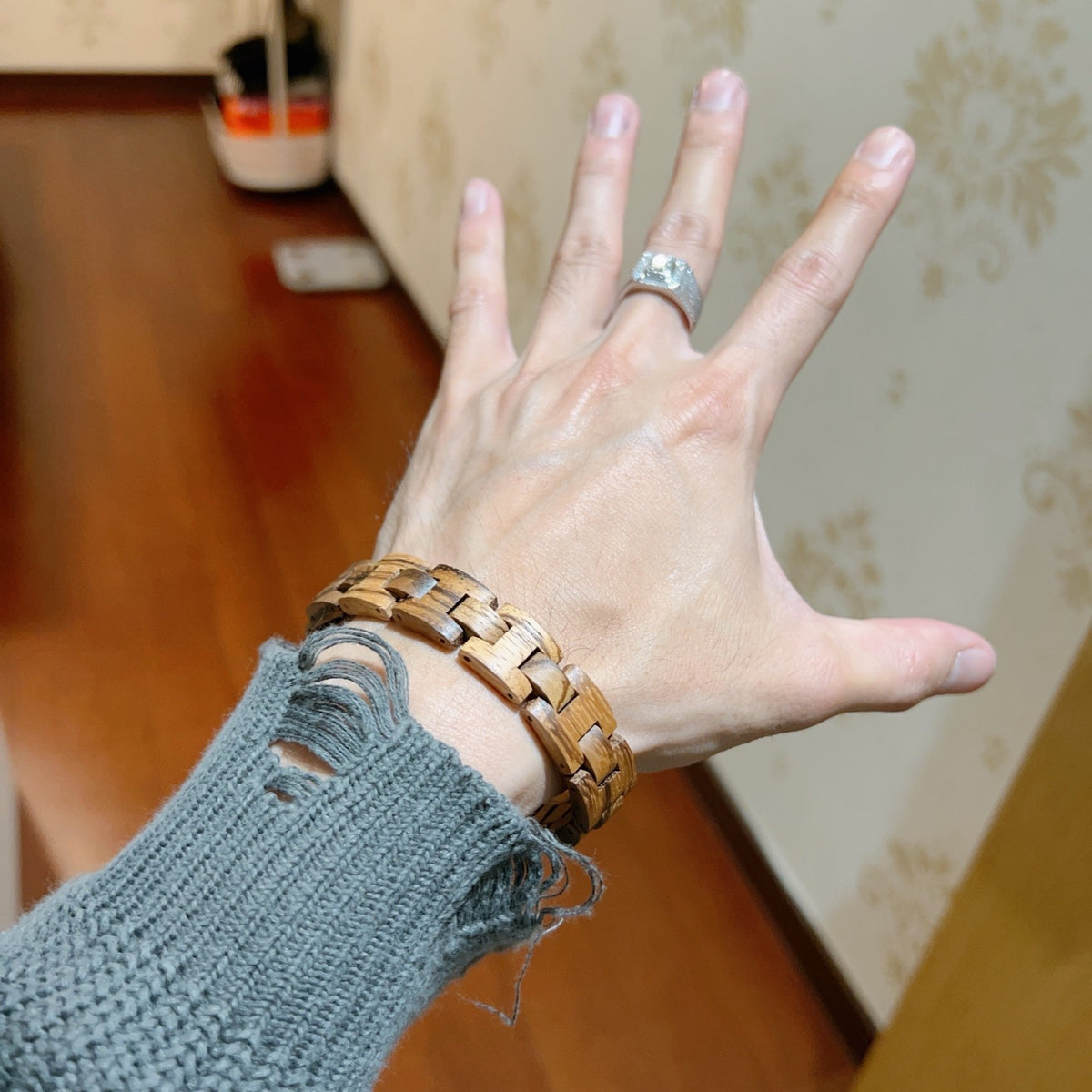 Geometric Emblem Statement Ring in Polished Metal-Tone – Design 130 detail view