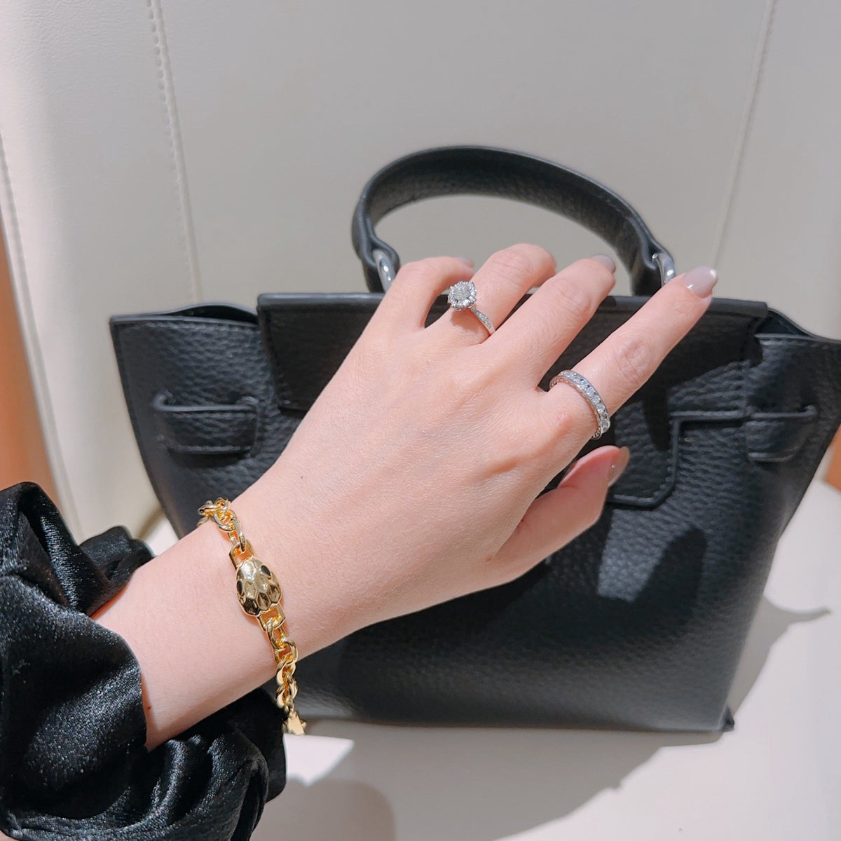 Geometric Emblem Statement Ring in Polished Metal-Tone – Design 101 detail view