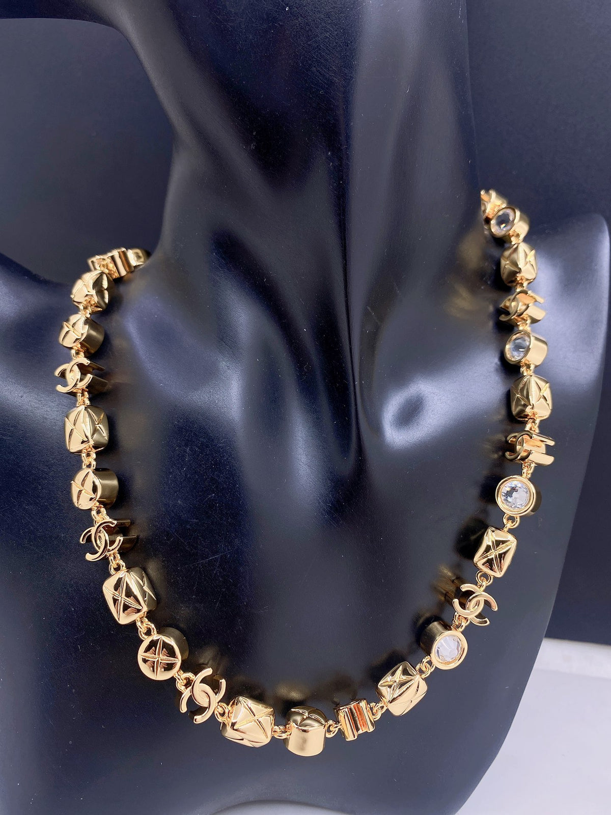 Square Crystal-Accent Pendant Necklace front product view