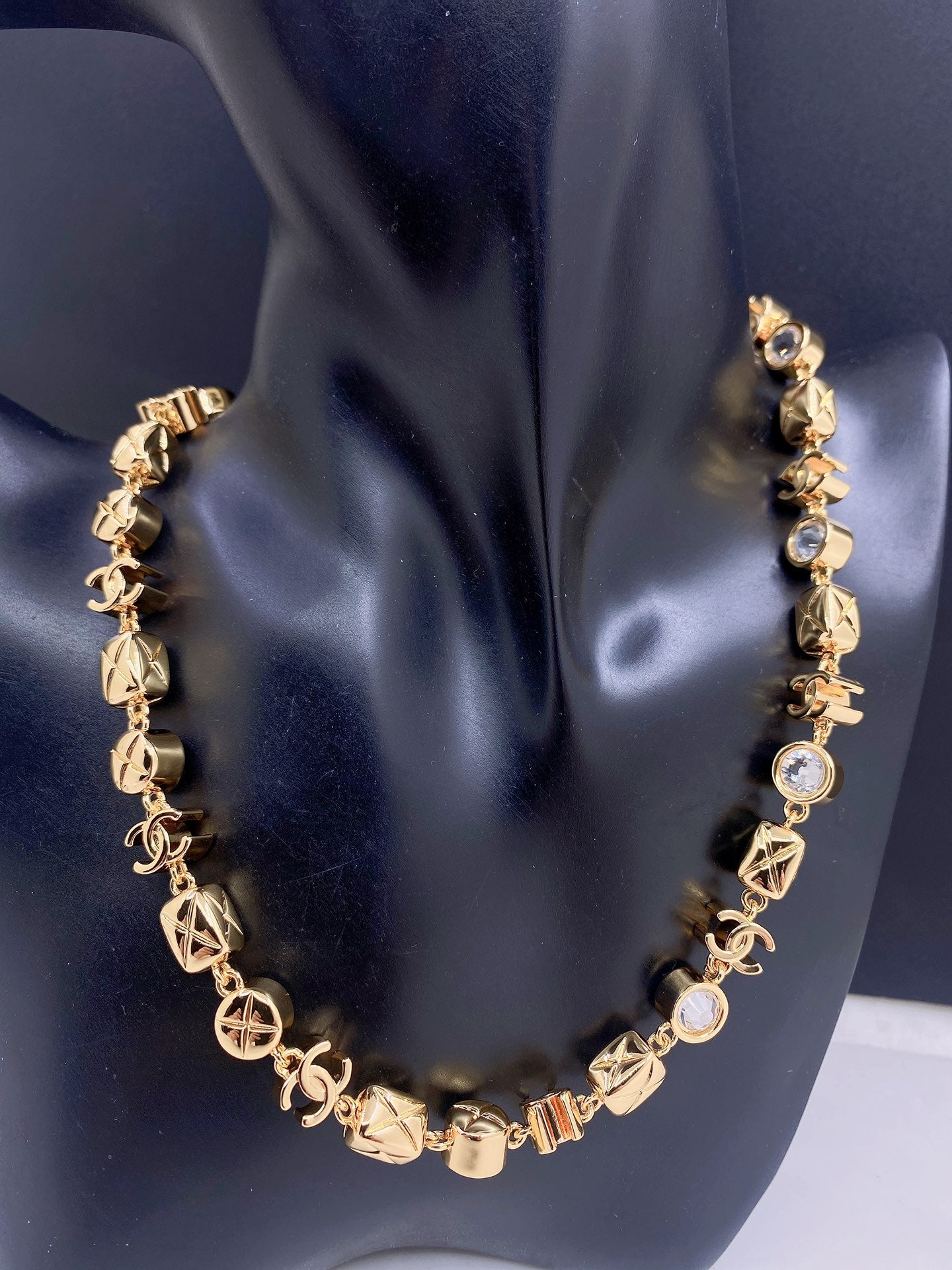 Square Crystal-Accent Pendant Necklace front product view