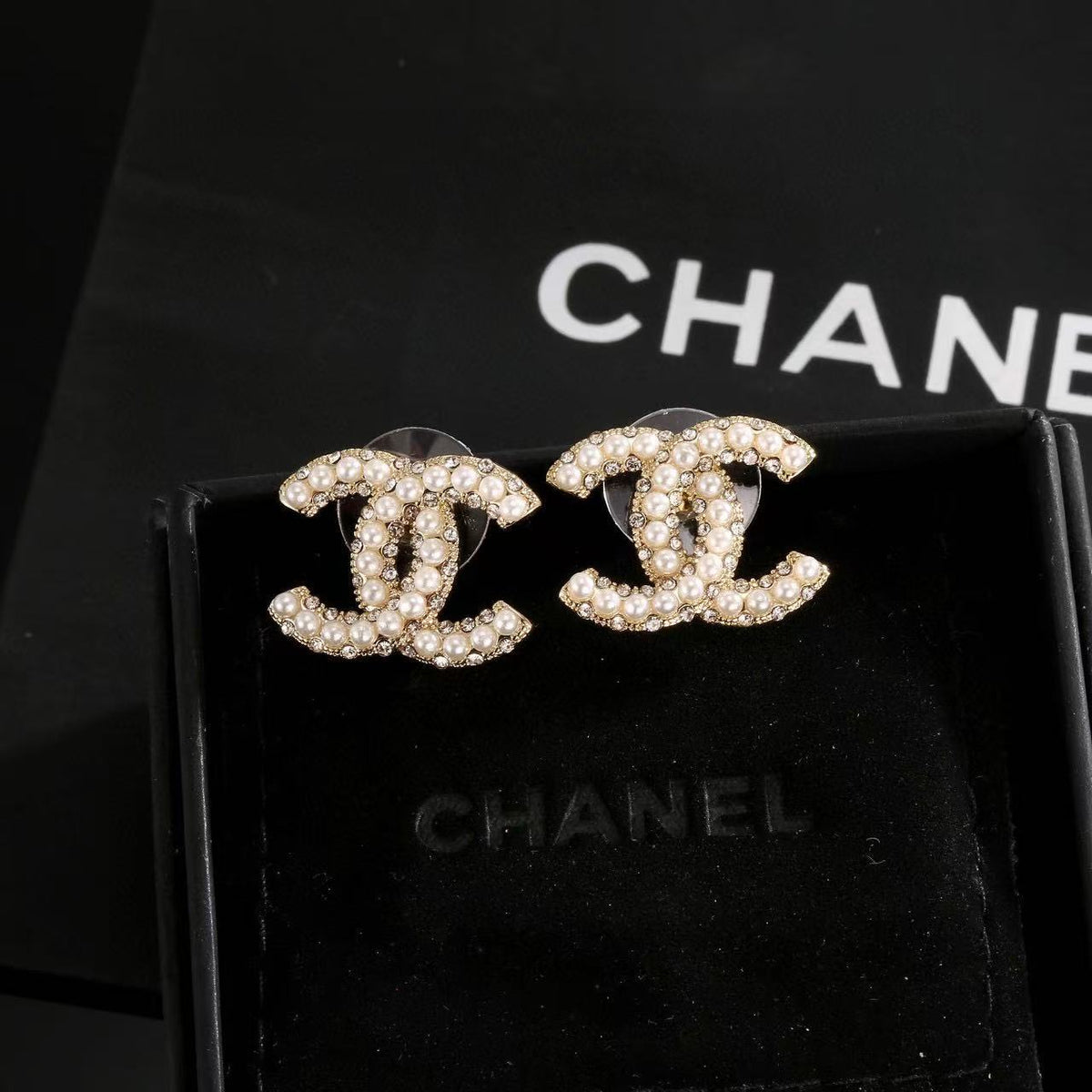 Signature Emblem Stud Earrings in Gold-Tone – Design 049 main product view