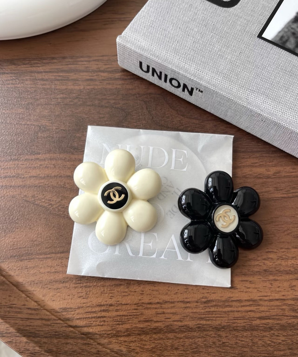 Camellia Brooch in Polished Metal-Tone – Camellia Detail – Design 005 main product view