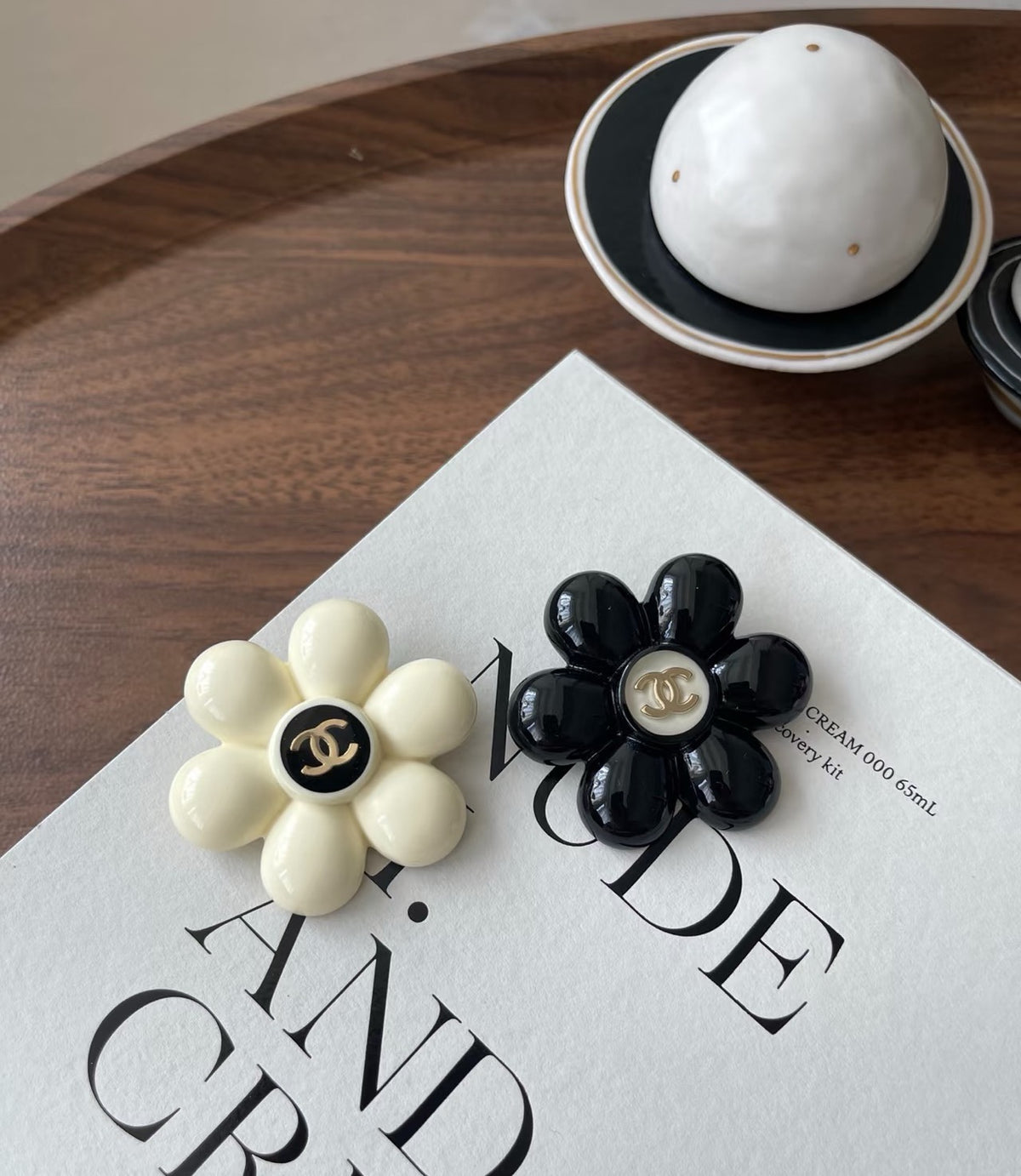 Camellia Brooch in Polished Metal-Tone – Camellia Detail – Design 005 detail view