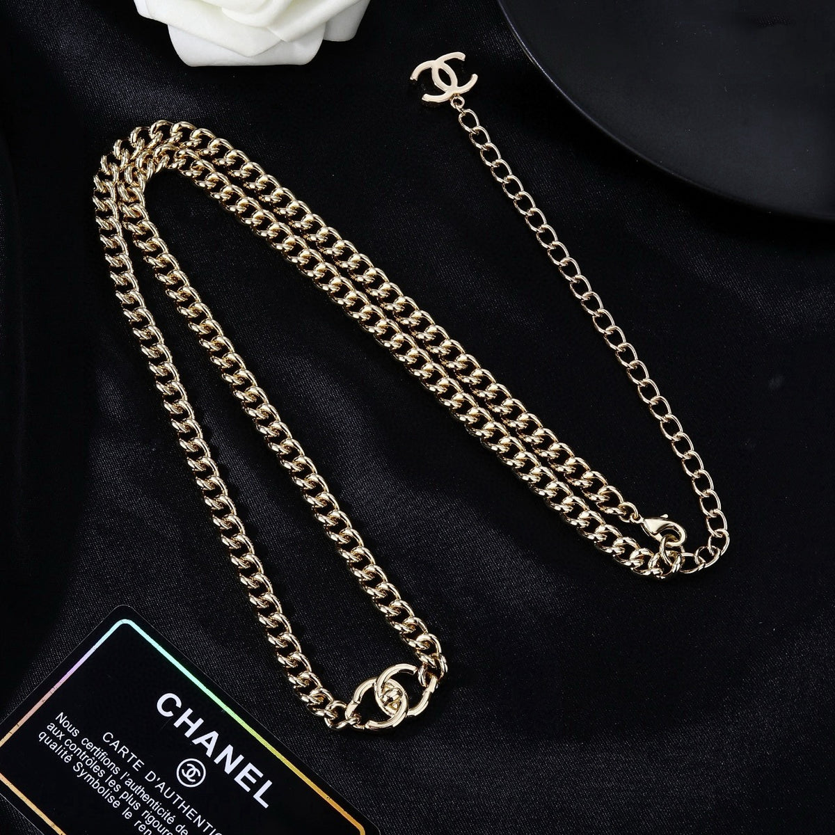 Signature Emblem Jewelry Accessory in Polished Metal-Tone – Design 070 close-up detail