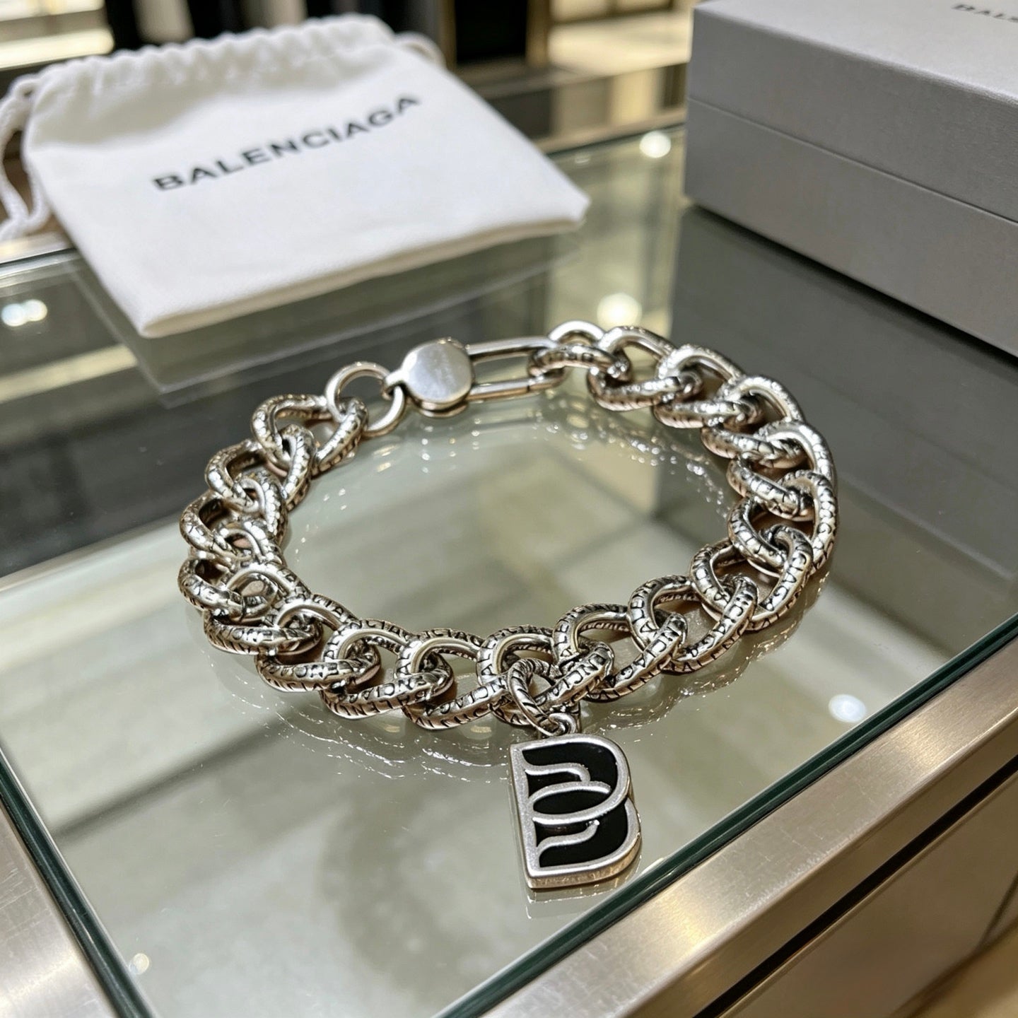 Geometric Emblem Bracelet in Polished Metal-Tone – Design 067 main product view