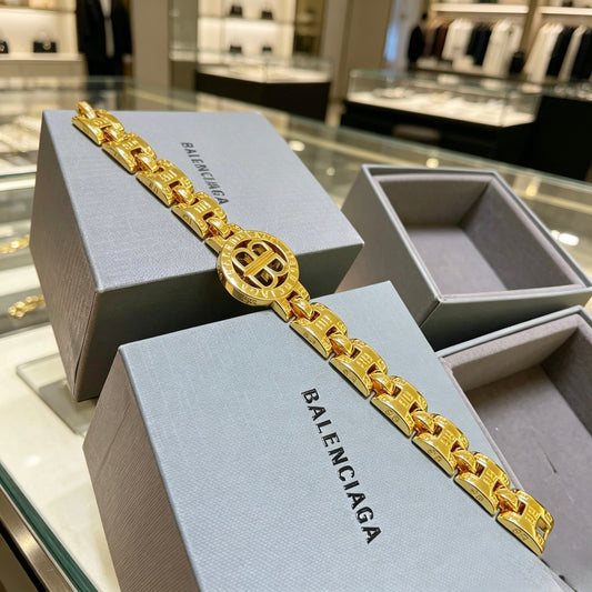 Geometric Emblem Bracelet in Polished Metal-Tone – Design 069 main product view