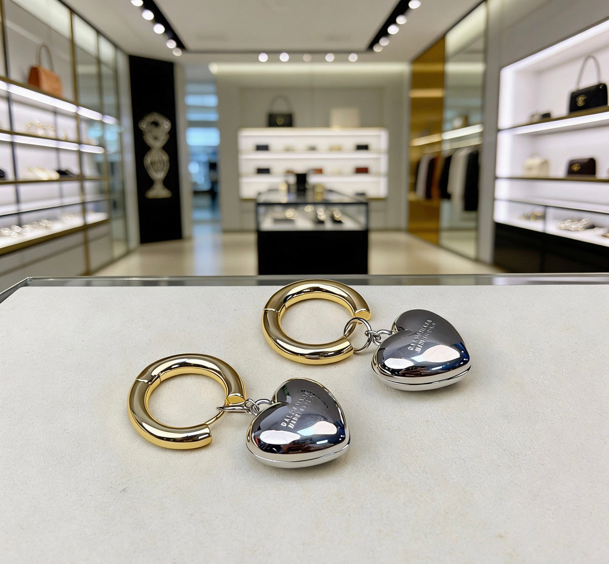 Ring Motif Stud Earrings in Polished Metal-Tone – Design 006 styled product view