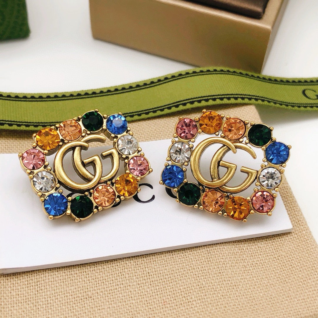 Square Stud Earrings in Polished Metal-Tone – Design 004 main product view