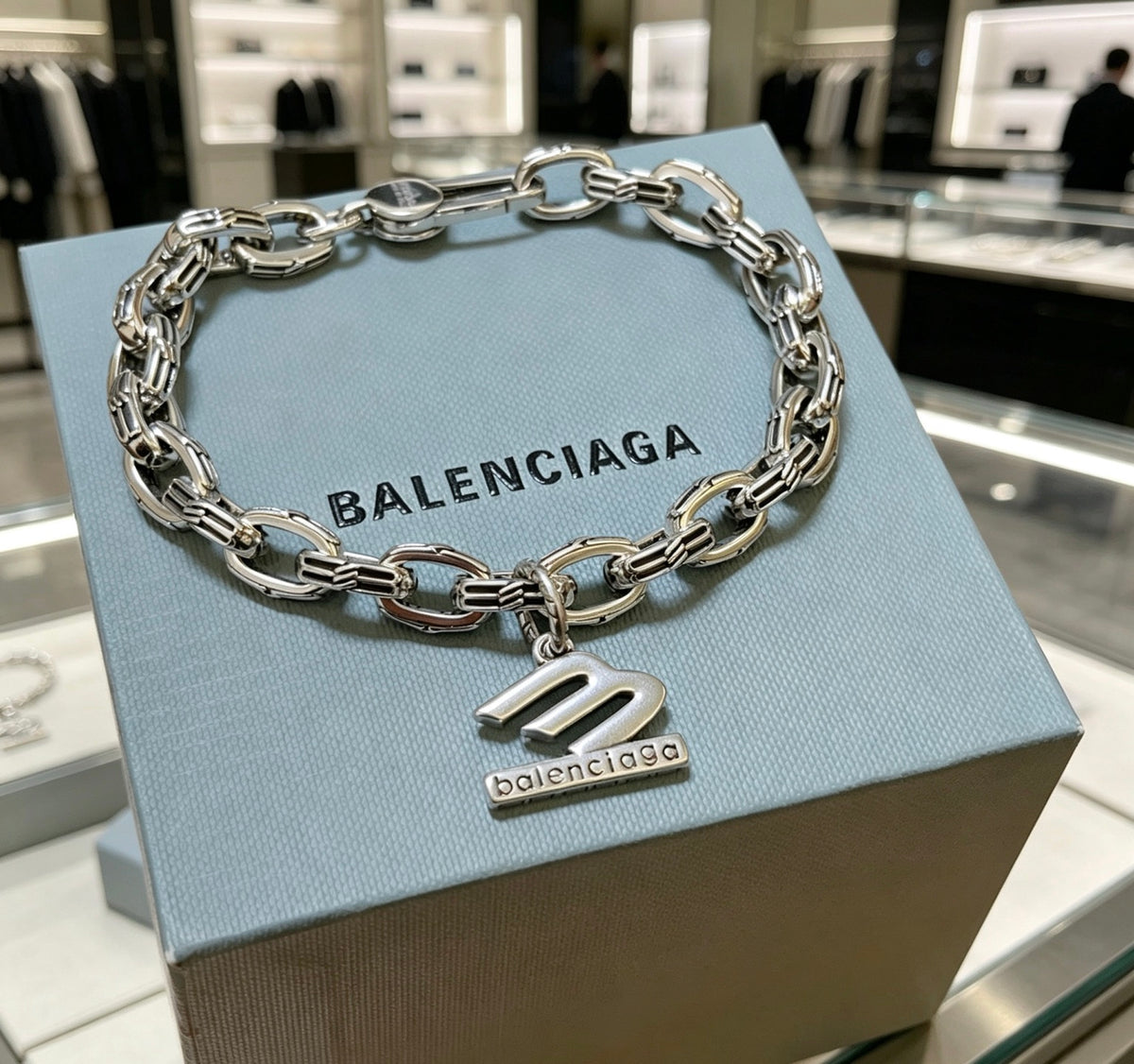 Geometric Emblem Bracelet in Polished Metal-Tone – Design 074 front product view