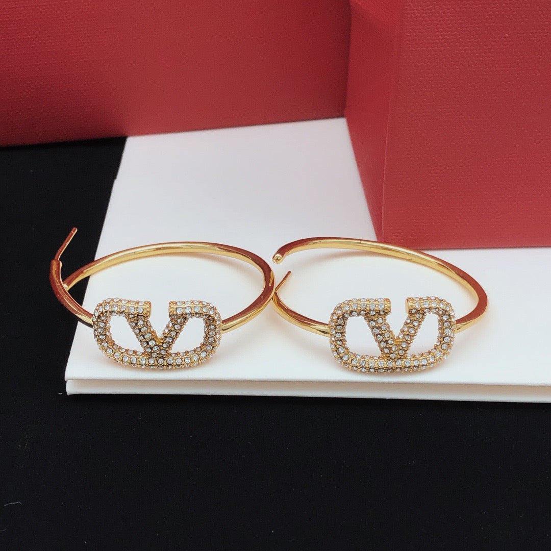 Moon Crystal-Accent Statement Earrings – Design 01 close-up view
