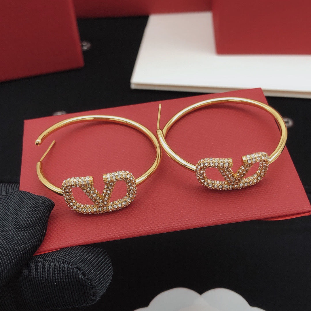Moon Crystal-Accent Statement Earrings – Design 01 detail view