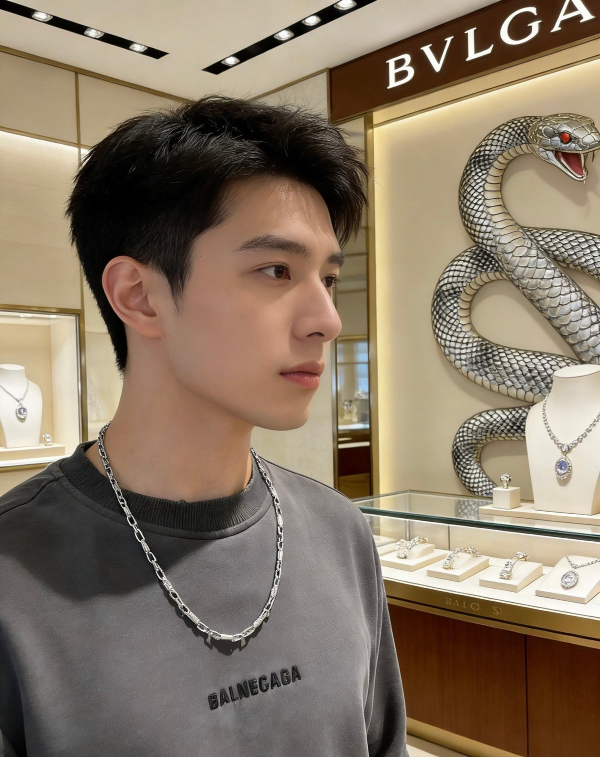 Geometric Emblem Statement Ring in Polished Metal-Tone – Design 140 detail view