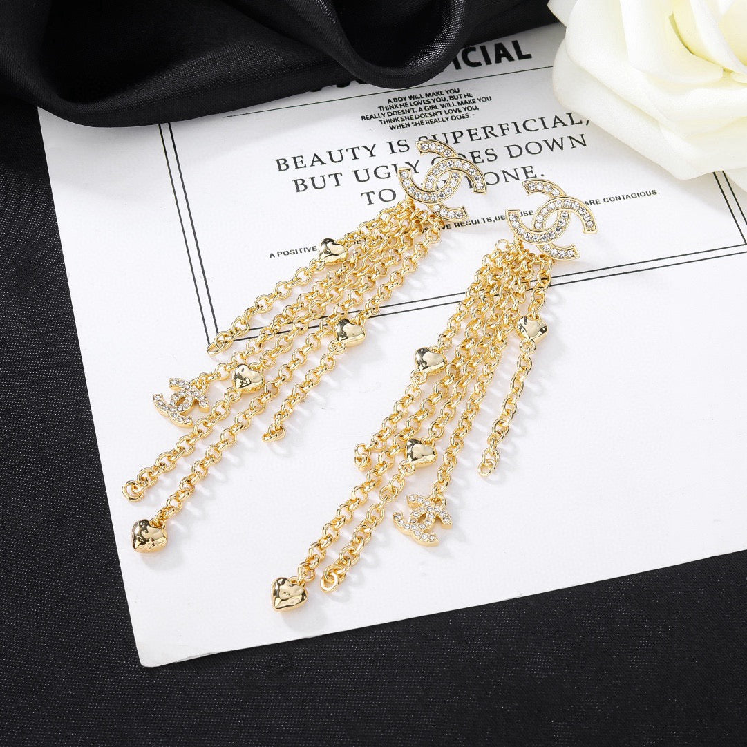 Signature Emblem Statement Earrings in Gold-Tone – Design 007 front product view