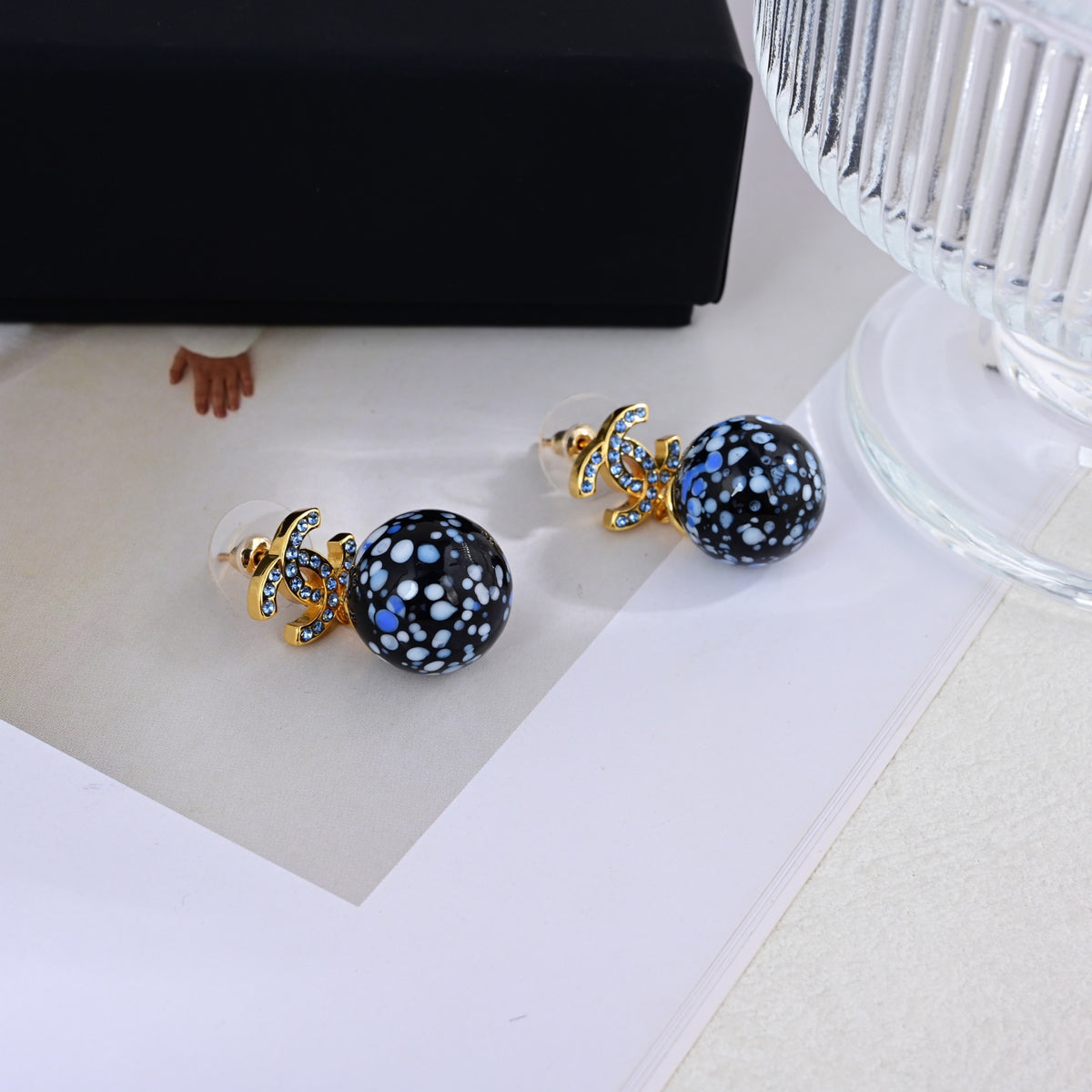 Signature Emblem Stud Earrings in Polished Metal-Tone – Design 126 main product view