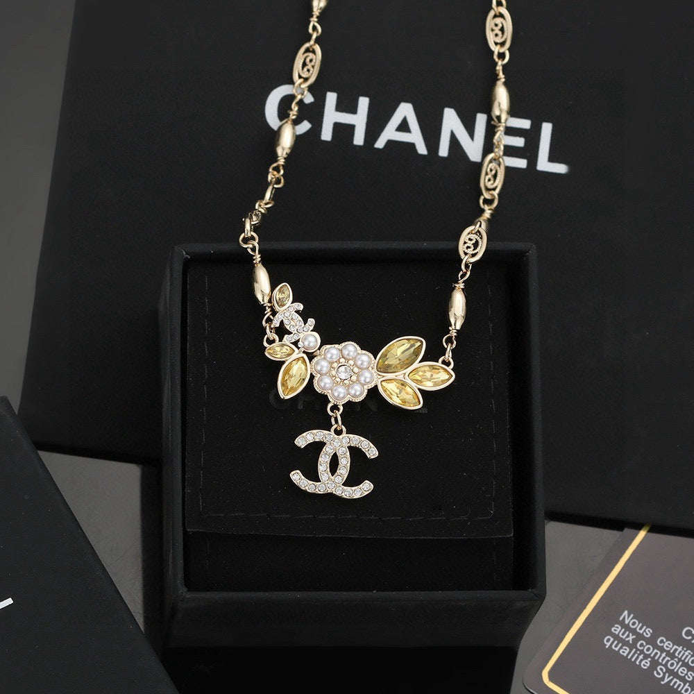 Camellia Pendant Necklace in Gold-Tone – Camellia Detail – Design 007 main product view