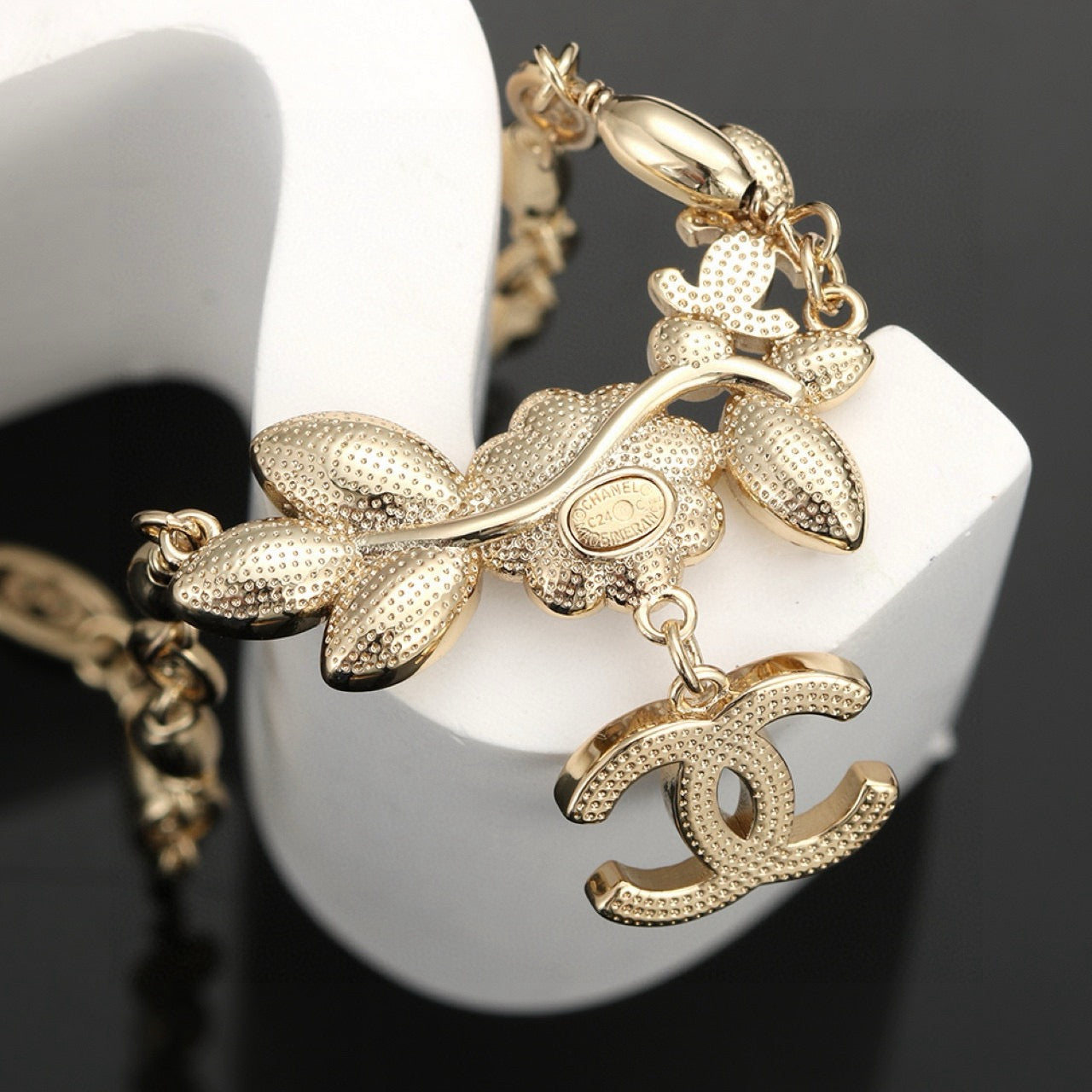 Camellia Pendant Necklace in Gold-Tone – Camellia Detail – Design 007 front product view