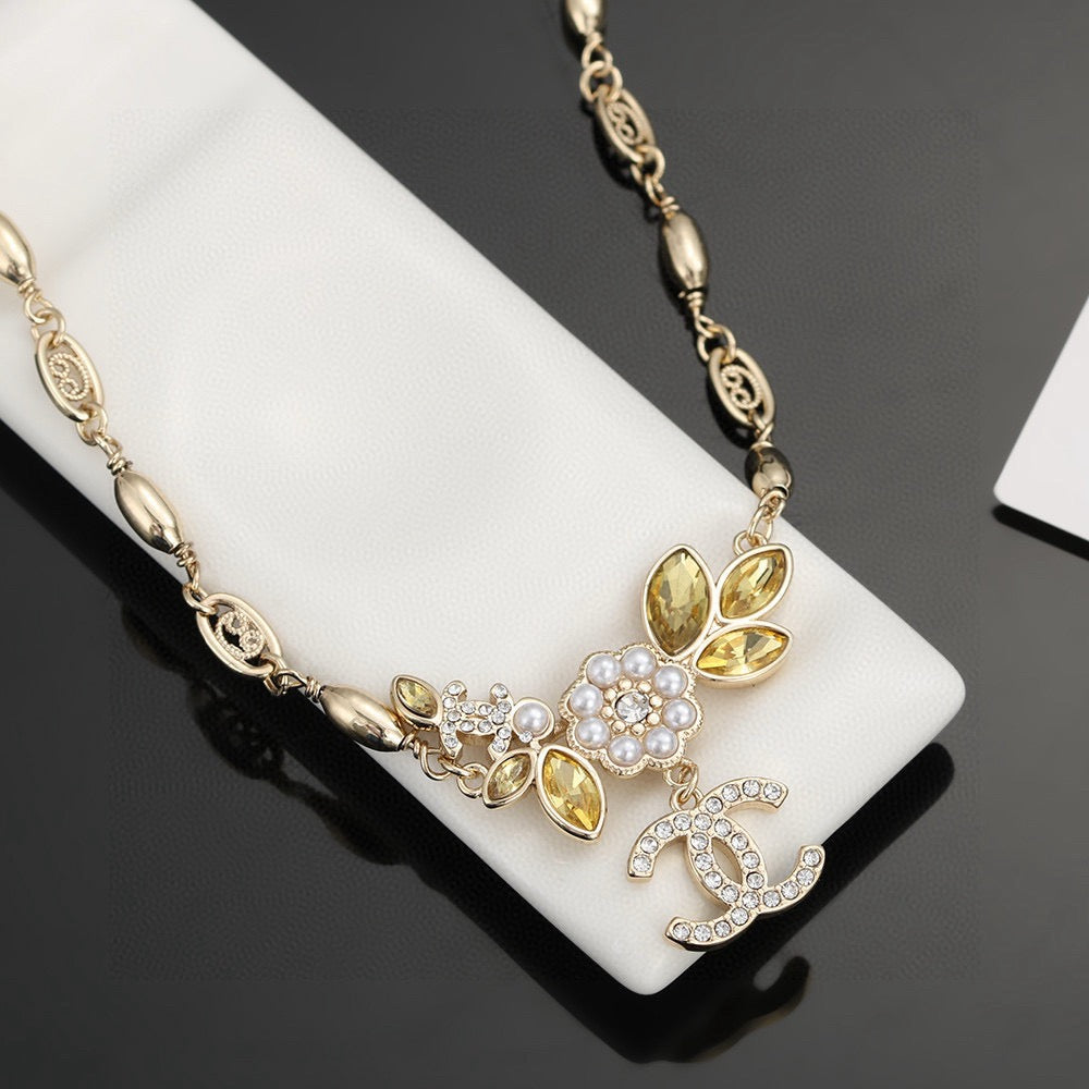 Camellia Pendant Necklace in Gold-Tone – Camellia Detail – Design 007 detail view
