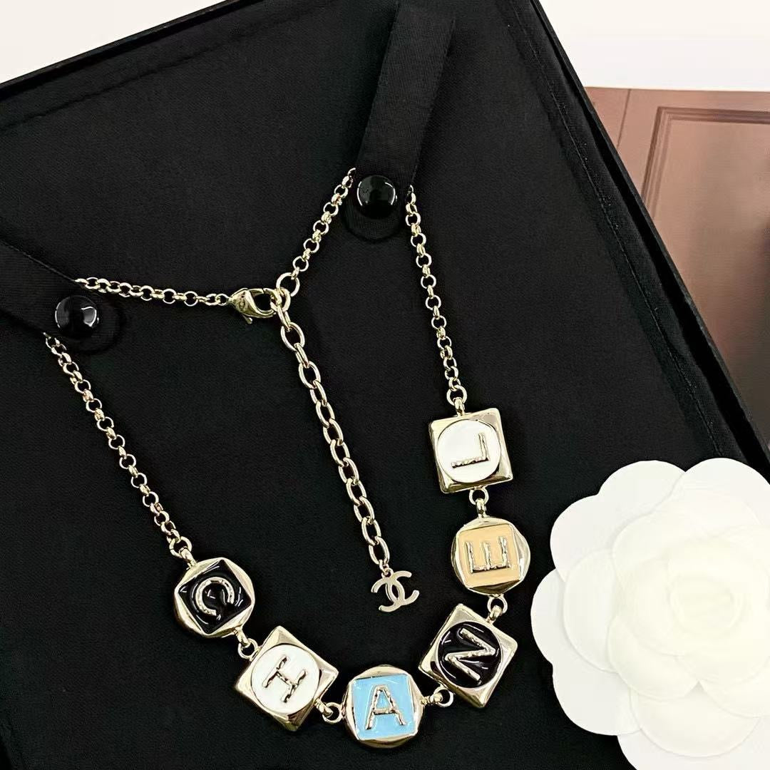Letter Pendant Necklace in Polished Metal-Tone – Design 005 main product view
