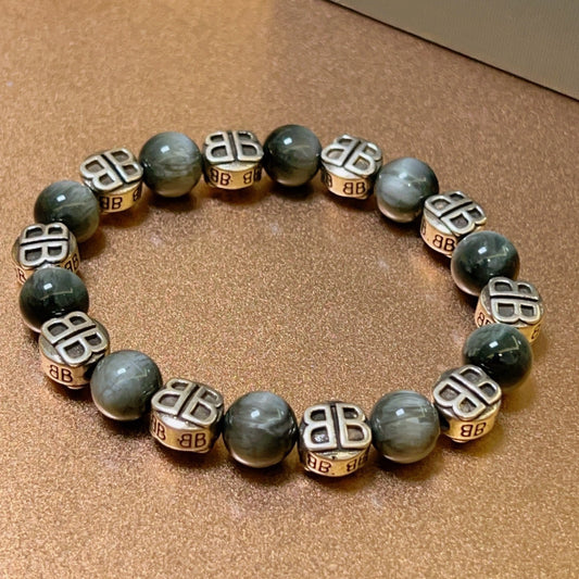 Geometric Emblem Bracelet in Polished Metal-Tone – Vintage Detail – Design 004 main product view
