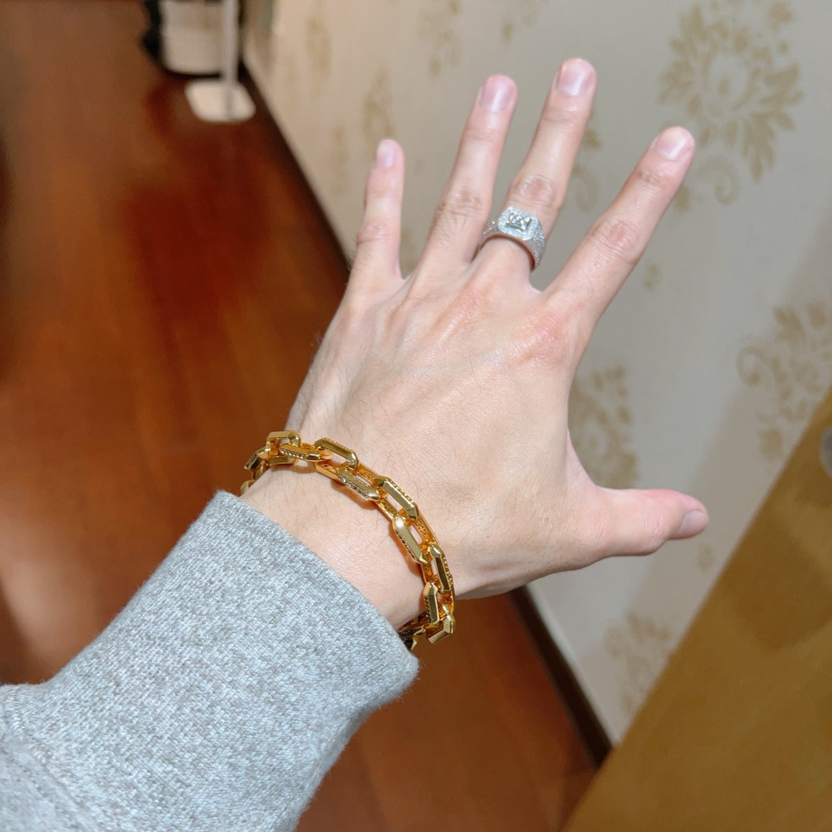 Geometric Emblem Statement Ring in Polished Metal-Tone – Design 077 main product view