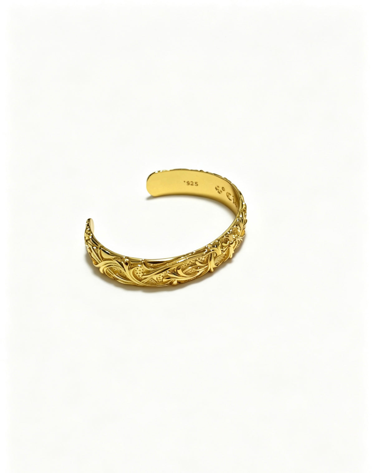 Signature Emblem Bangle in Polished Metal-Tone – Design 003 side detail