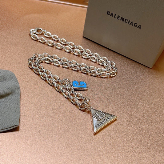 Geometric Emblem Pendant Necklace in Polished Metal-Tone – Vintage Detail – Design 043 main product view