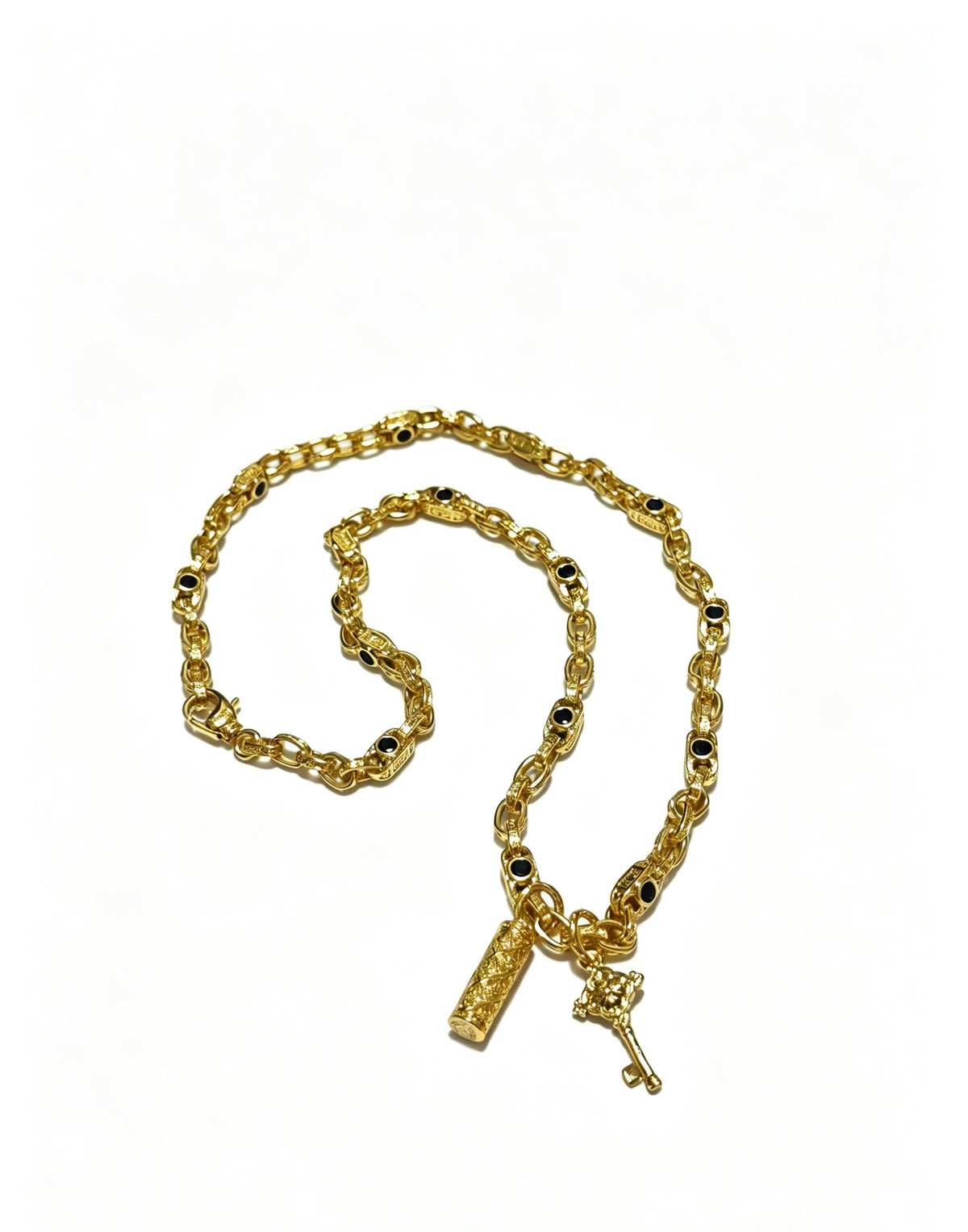 Signature Emblem Pendant Necklace in Polished Metal-Tone – Design 004 front product view