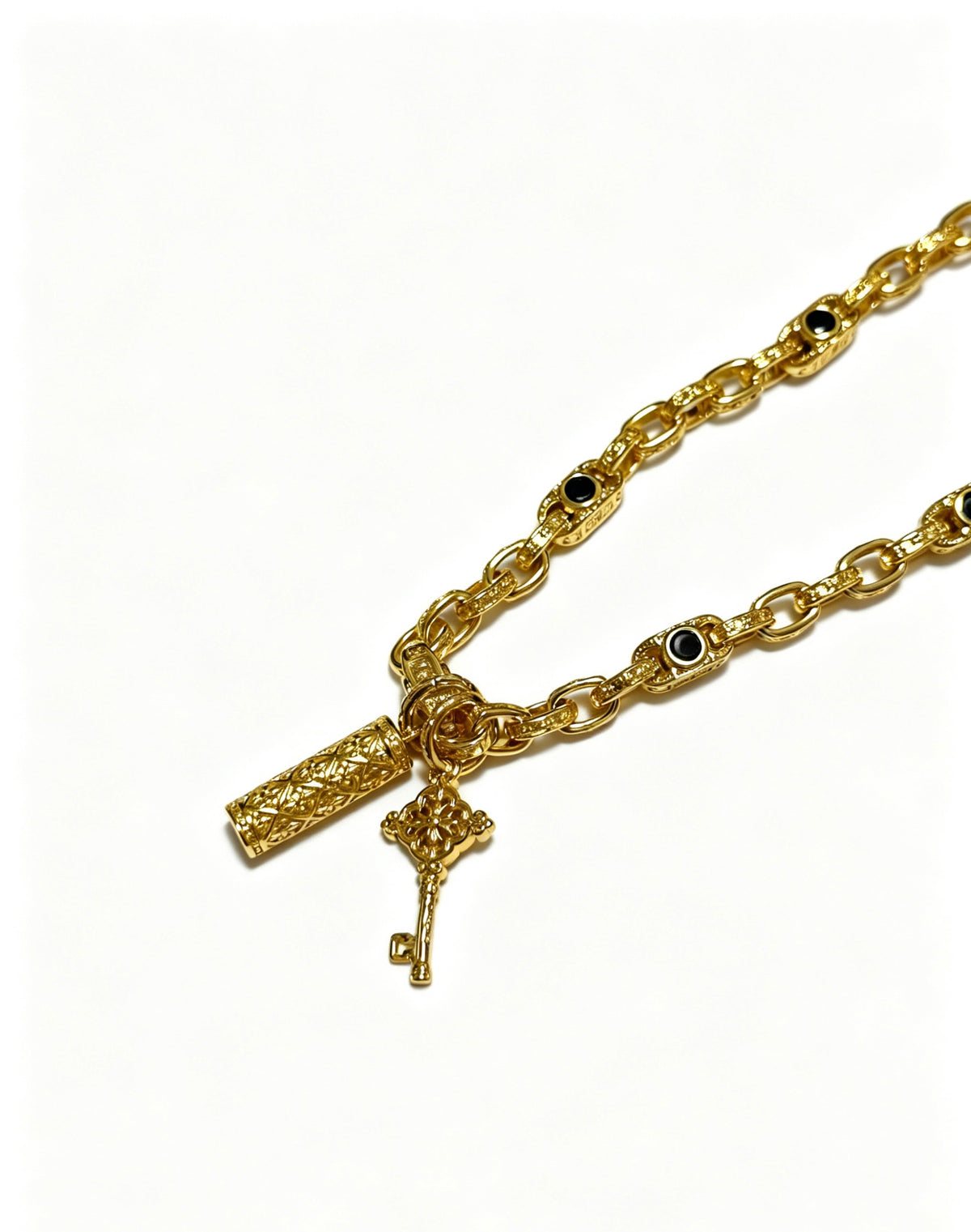 Signature Emblem Pendant Necklace in Polished Metal-Tone – Design 004 side detail