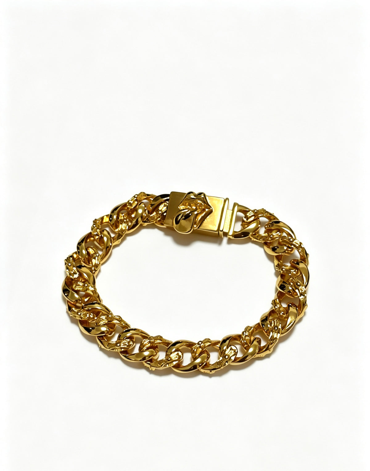 Signature Emblem Bracelet in Polished Metal-Tone – Design 005 front product view