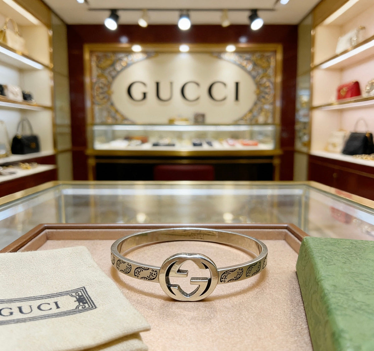 Double-G Emblem Bangle in Polished Metal-Tone – Design 008 main product view