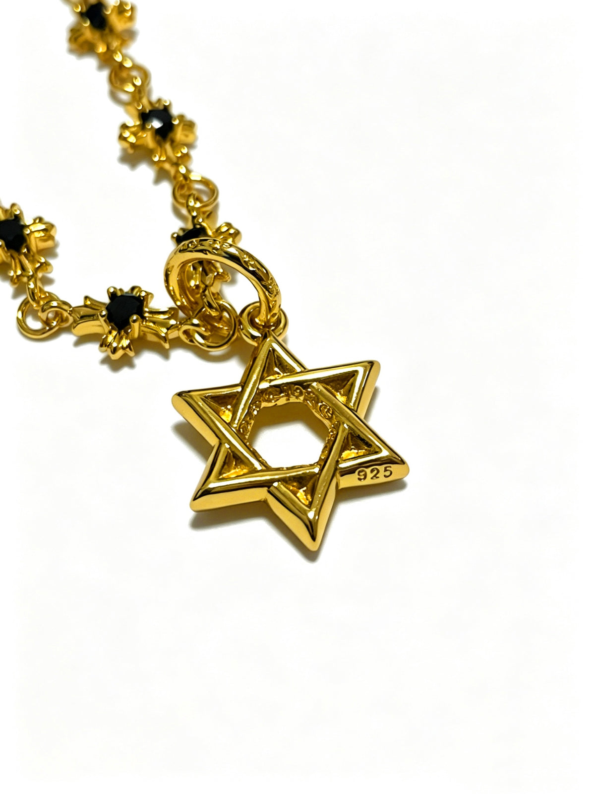 Signature Emblem Pendant Necklace in Polished Metal-Tone – Design 029 side detail
