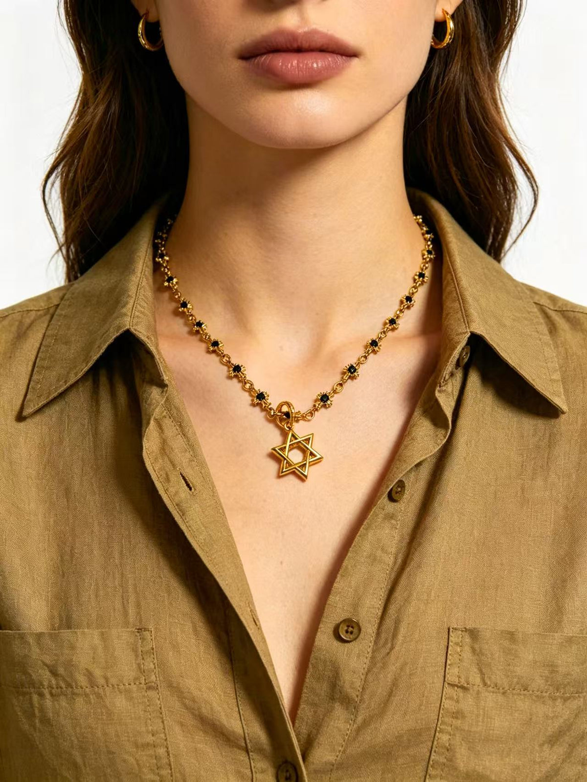 Signature Emblem Pendant Necklace in Polished Metal-Tone – Design 029 main product view