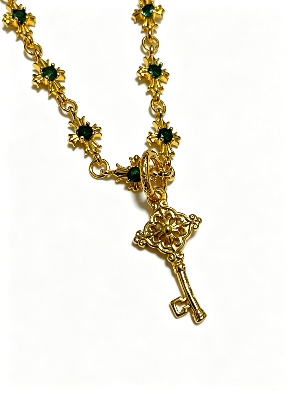 Signature Emblem Pendant Necklace in Polished Metal-Tone – Design 026 styled product view
