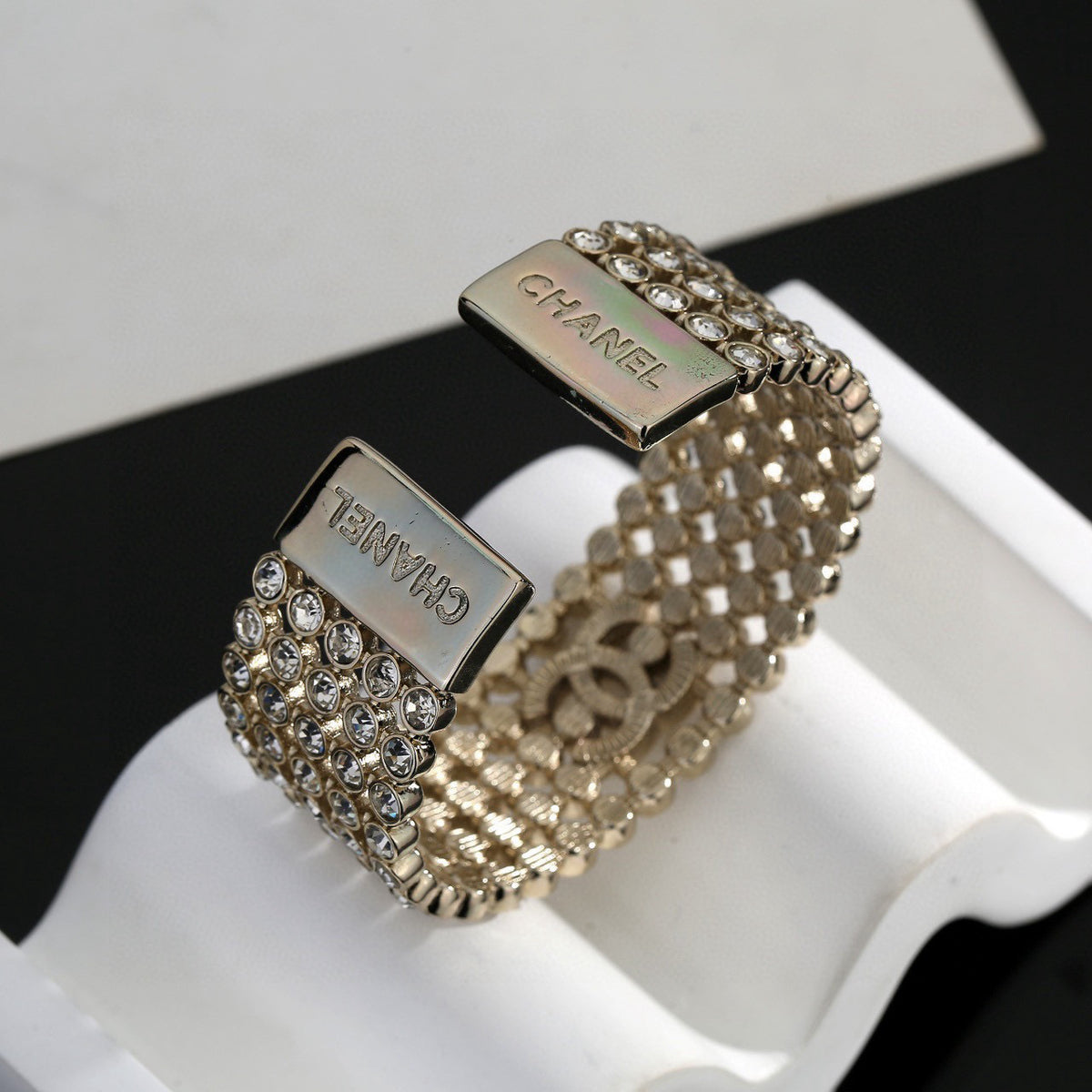 Signature Emblem Bangle in Polished Metal-Tone – Design 012 side detail