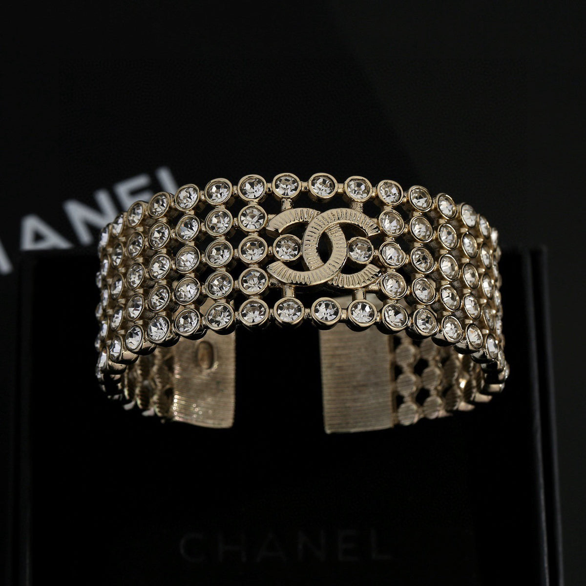 Signature Emblem Bangle in Polished Metal-Tone – Design 013 front product view