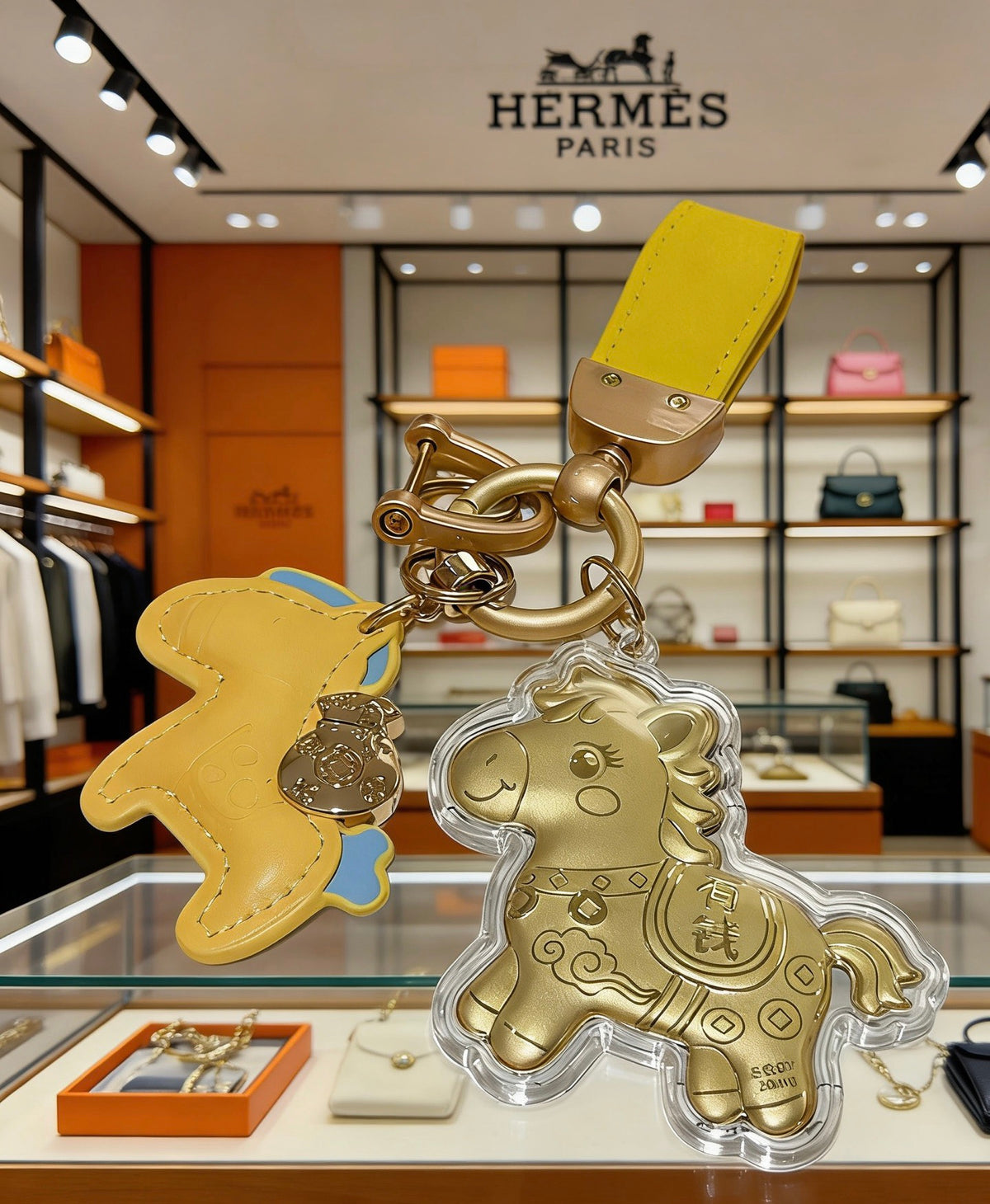 Horse Keychain in Silver-Tone – Design 006 styled product view