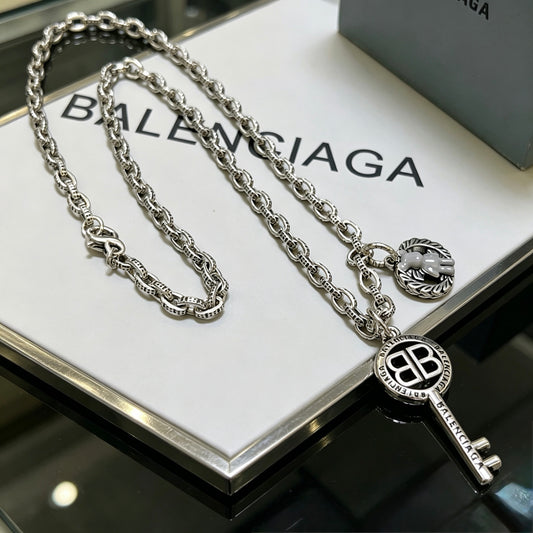 Geometric Emblem Pendant Necklace in Polished Metal-Tone – Vintage Detail – Design 038 main product view
