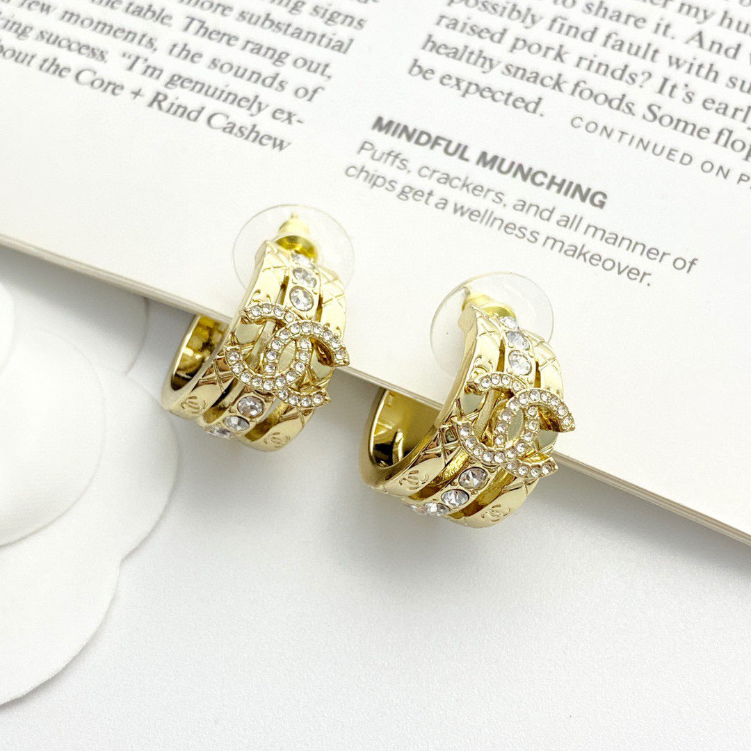 Signature Emblem Crystal-Accent Stud Earrings – Design 007 detail view