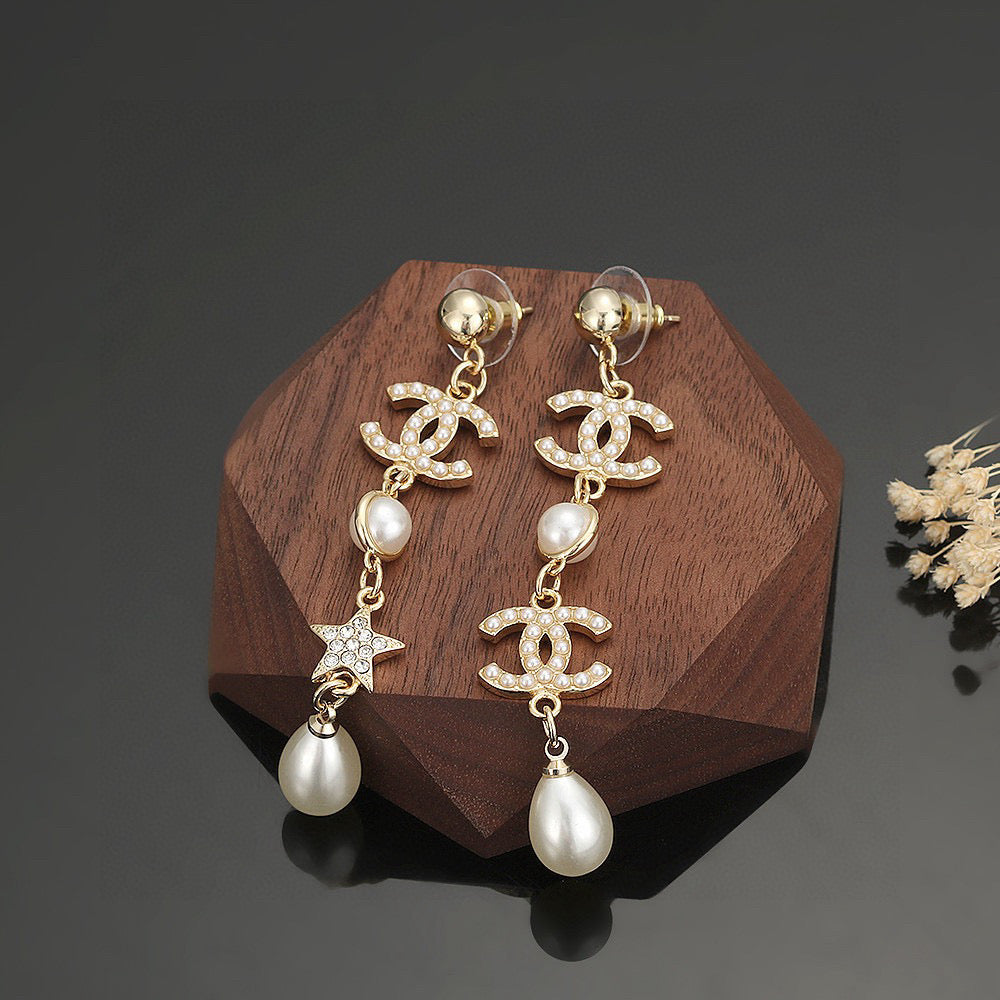 Signature Emblem Stud Earrings in Silver-Tone – Design 009 front product view